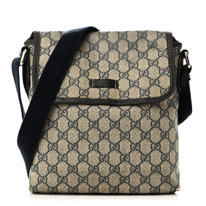 Gucci GG Plus Monogram Sellieria Calfskin Small Flap Messenger Bag Beige Blue 1 of 13