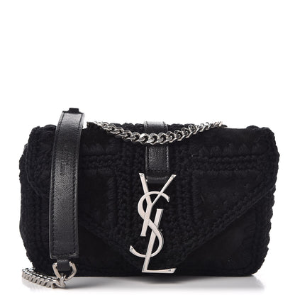 Saint Laurent Suede Calfskin Macrame Baby Chain Bag Black 1 of 9