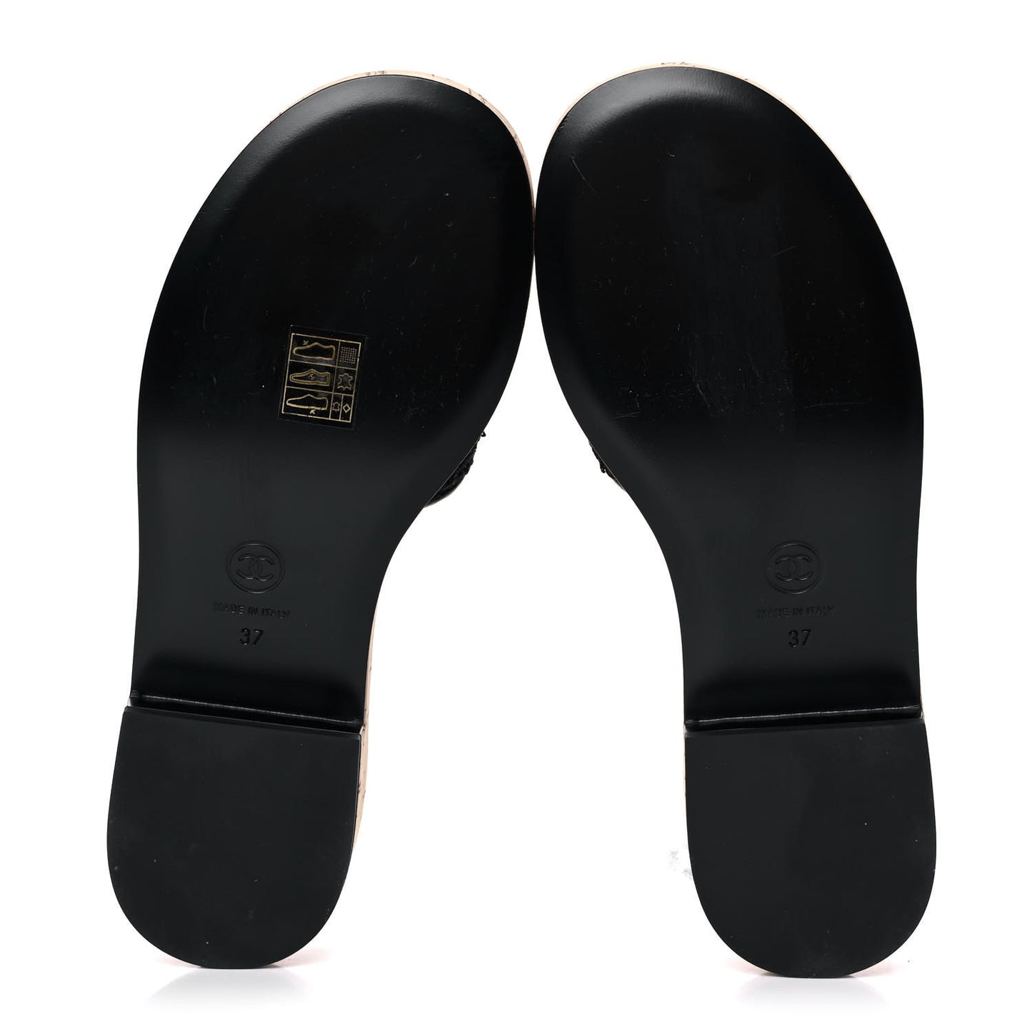 Tweed Cork CC Chain Mule Sandal 37 Black