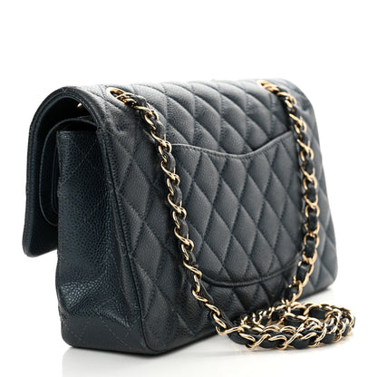Chanel Iridescent Caviar Quilted Medium Double Flap Dark Blue 3 of 13