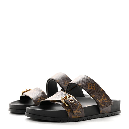 Louis Vuitton Monogram Bom Dia Mule Sandals 37 Black 3 of 10