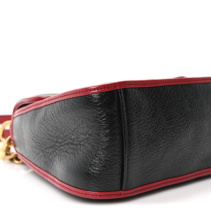 Gucci Vintage Effect Calfskin Matelasse Diagonal Mini Torchon GG Marmont Top Handle Shoulder Bag Black Romantic Cherry 9 of 10