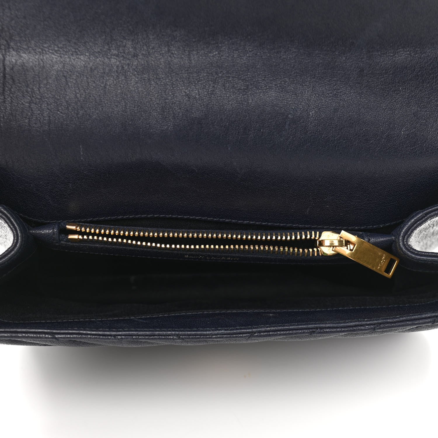 Saint Laurent Lambskin Matelasse Chevron Monogram Medium College Bag Deep Marine 5 of 16