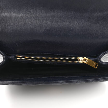 Saint Laurent Lambskin Matelasse Chevron Monogram Medium College Bag Deep Marine 5 of 16