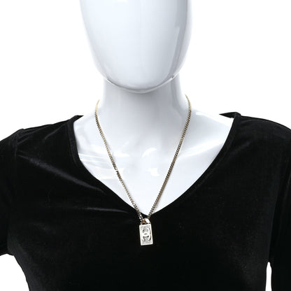 Chanel Crystal Dog Tag Charm Necklace Gold 2 of 7