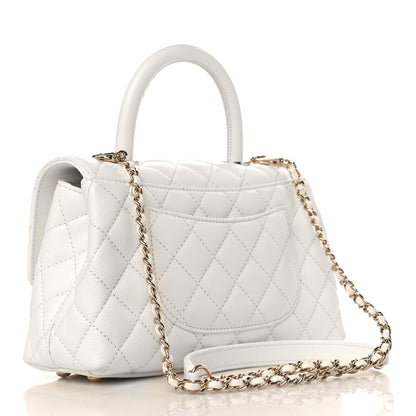 Chanel Caviar Quilted Mini Coco Handle Flap White 3 of 11