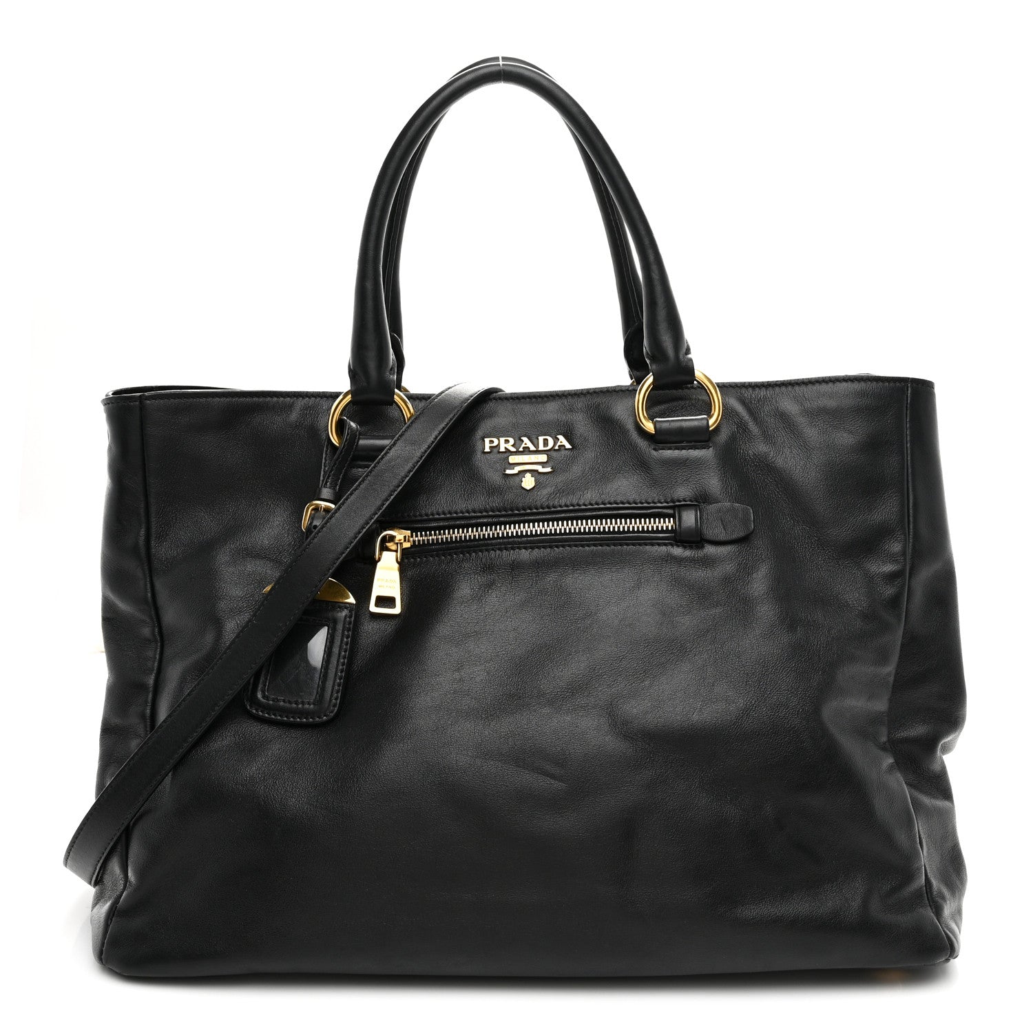 Prada Soft Calf Shopping Tote Black 1 of 10