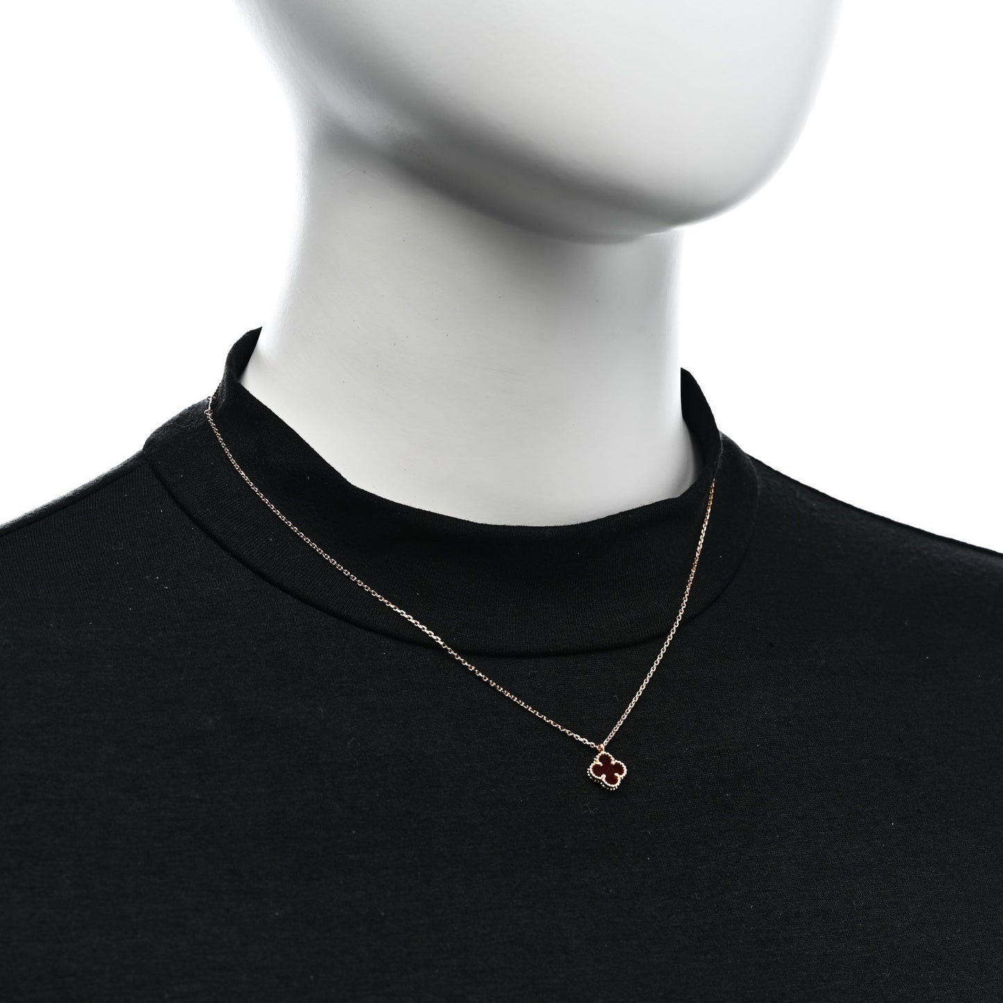 18K Rose Gold Carnelian Sweet Alhambra Pendant Necklace