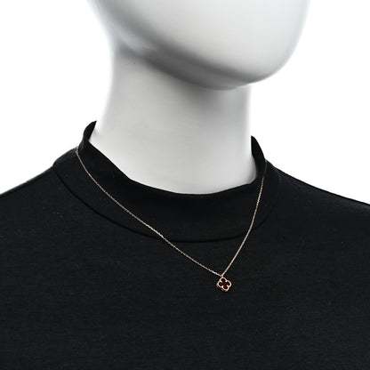 Van Cleef & Arpels 18K Rose Gold Carnelian Sweet Alhambra Pendant Necklace 2 of 6