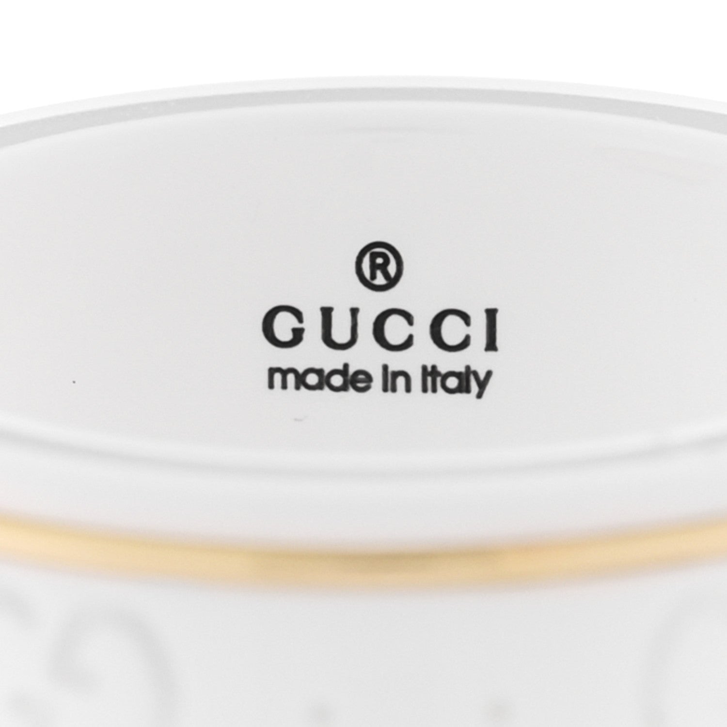 Gucci 18K Yellow Gold Ceramic Icon Band Ring 53 6.25 White 4 of 5