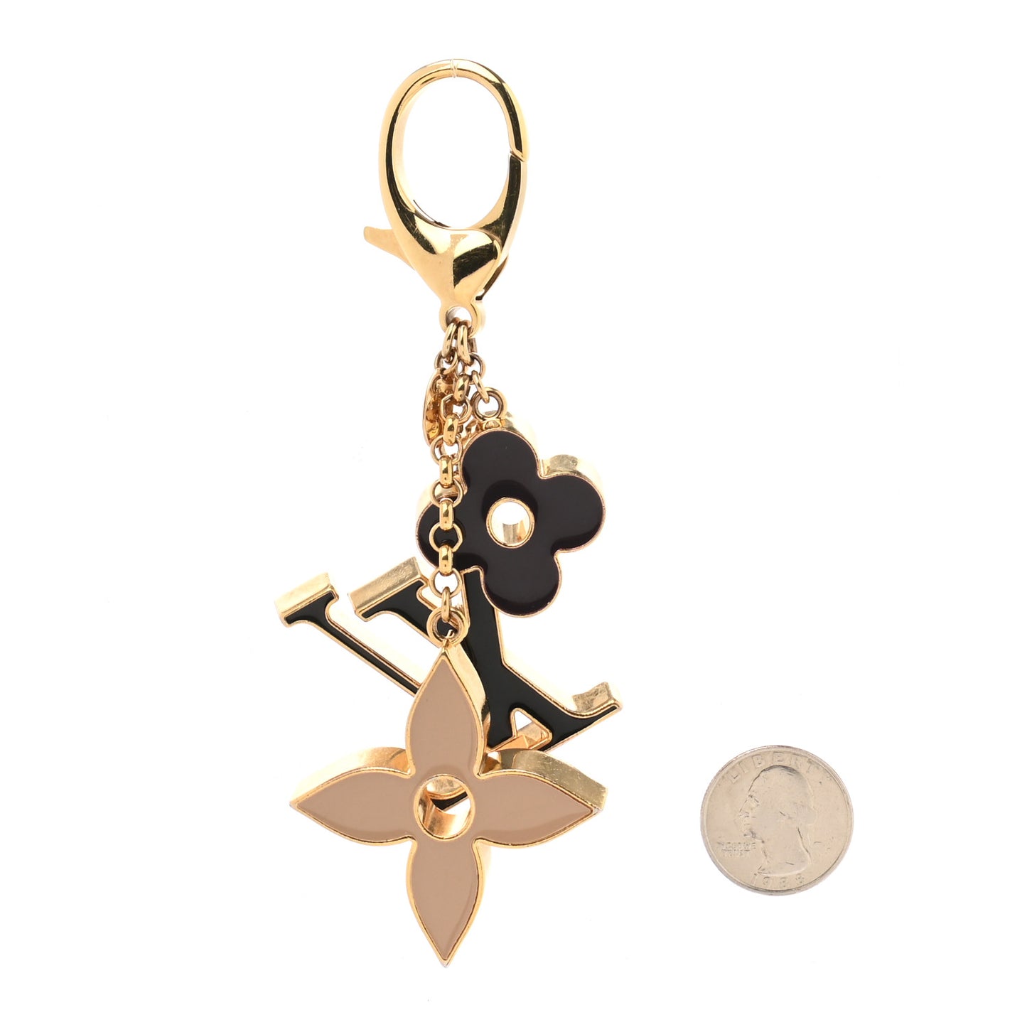 Fleur De Monogram Bag Charm Dore