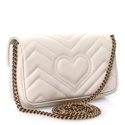 Gucci Calfskin Matelasse Super Mini GG Marmont Shoulder Bag White 2 of 10