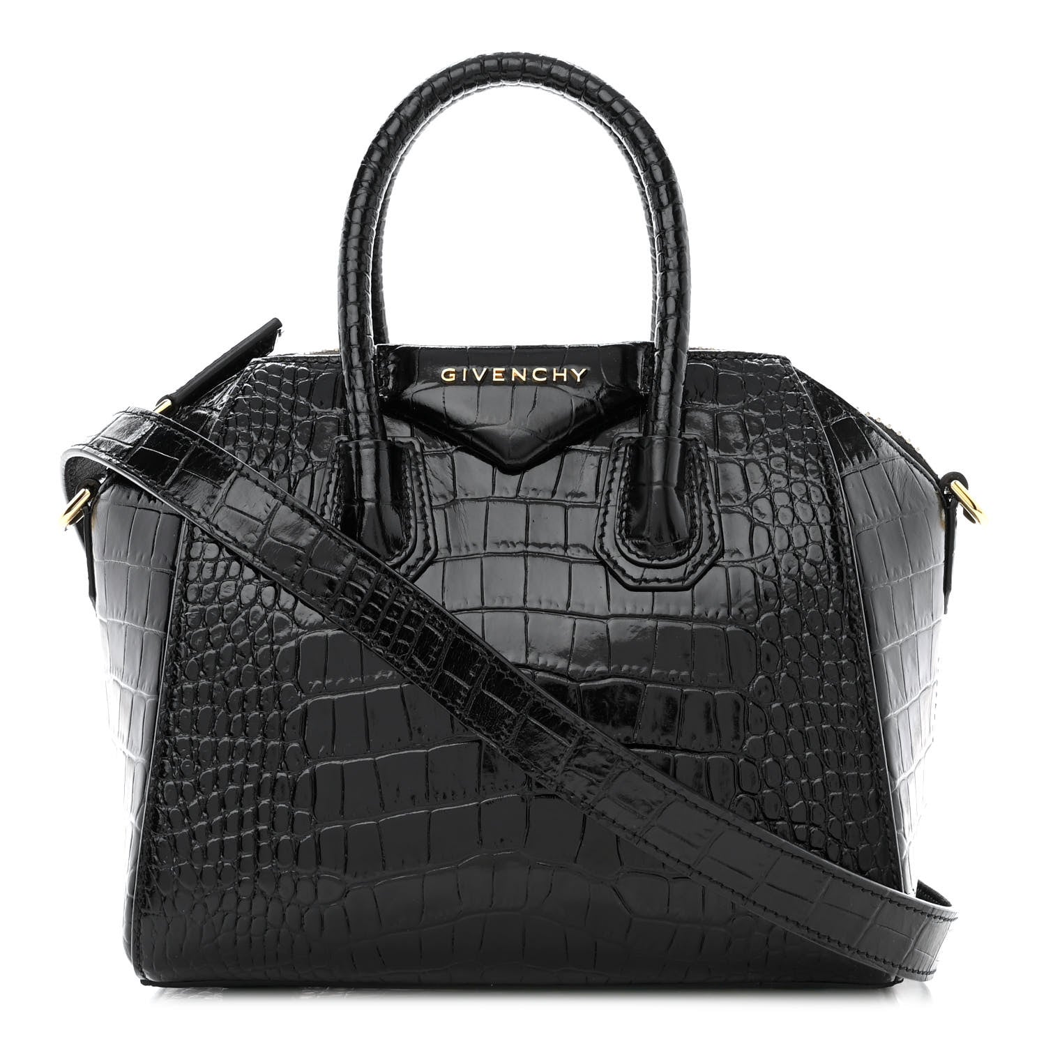 Givenchy Calfskin Crocodile Embossed Mini Antigona Black 1 of 11