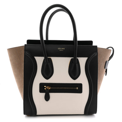 Celine Bullhide Calfskin Nubuck Micro Tri-Color Luggage White Khaki 1 of 13