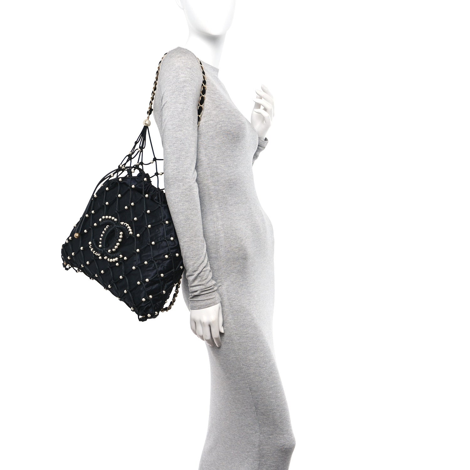 Chanel Nylon Pearl Coco Beach Net Tote Black 2 of 11