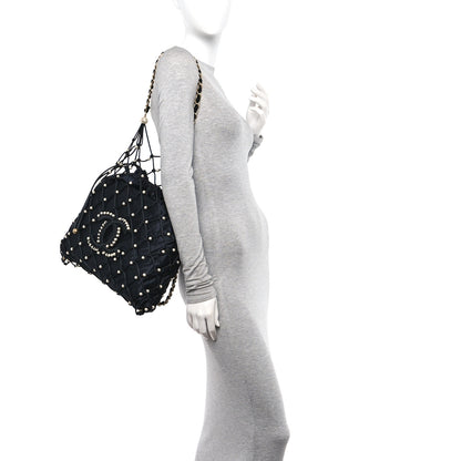 Chanel Nylon Pearl Coco Beach Net Tote Black 2 of 11