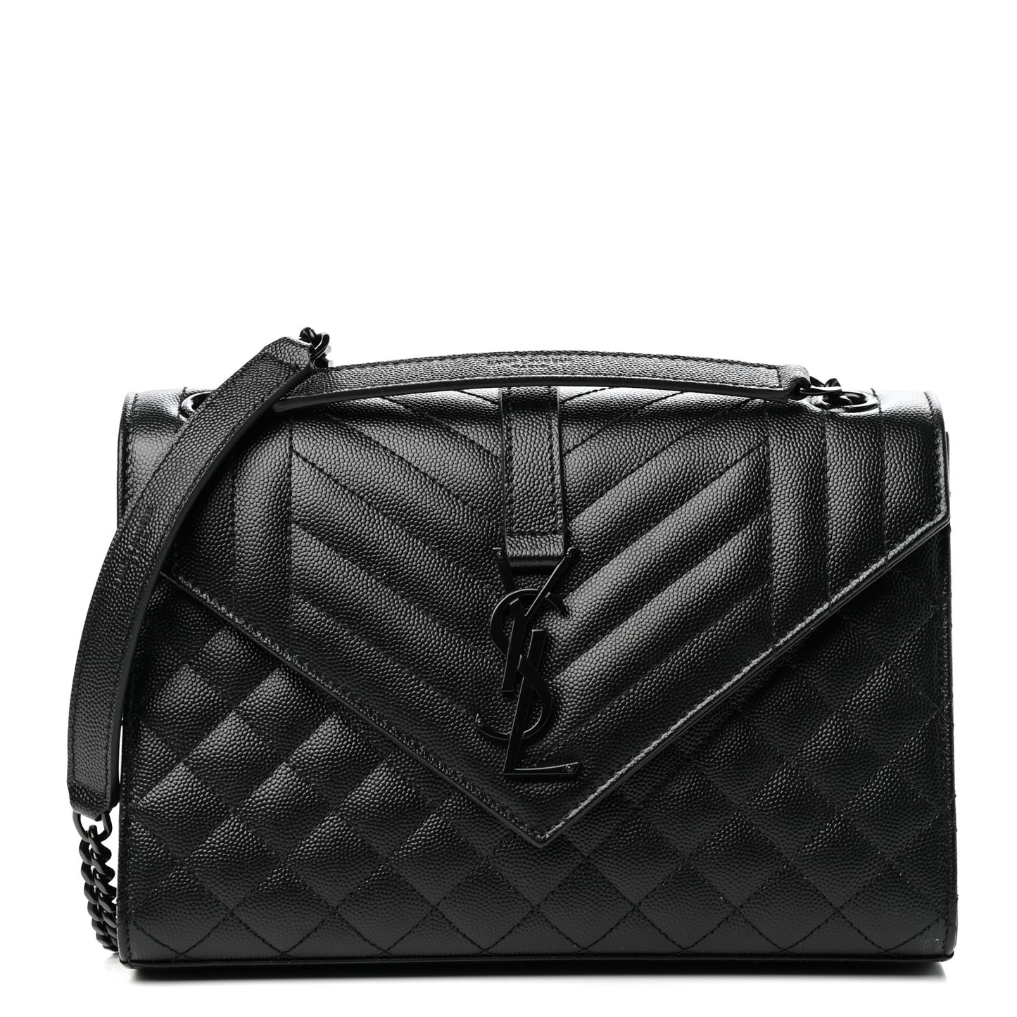 Grain De Poudre Textured Mixed Matelasse Triquilt Medium Monogram Satchel Black