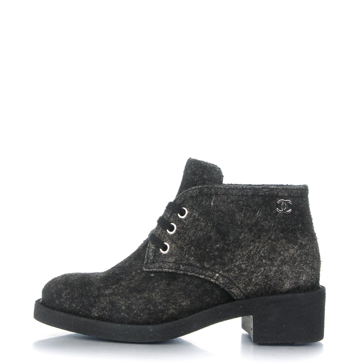 Suede Calfskin Lace Up Short Boots 35 Dark Grey
