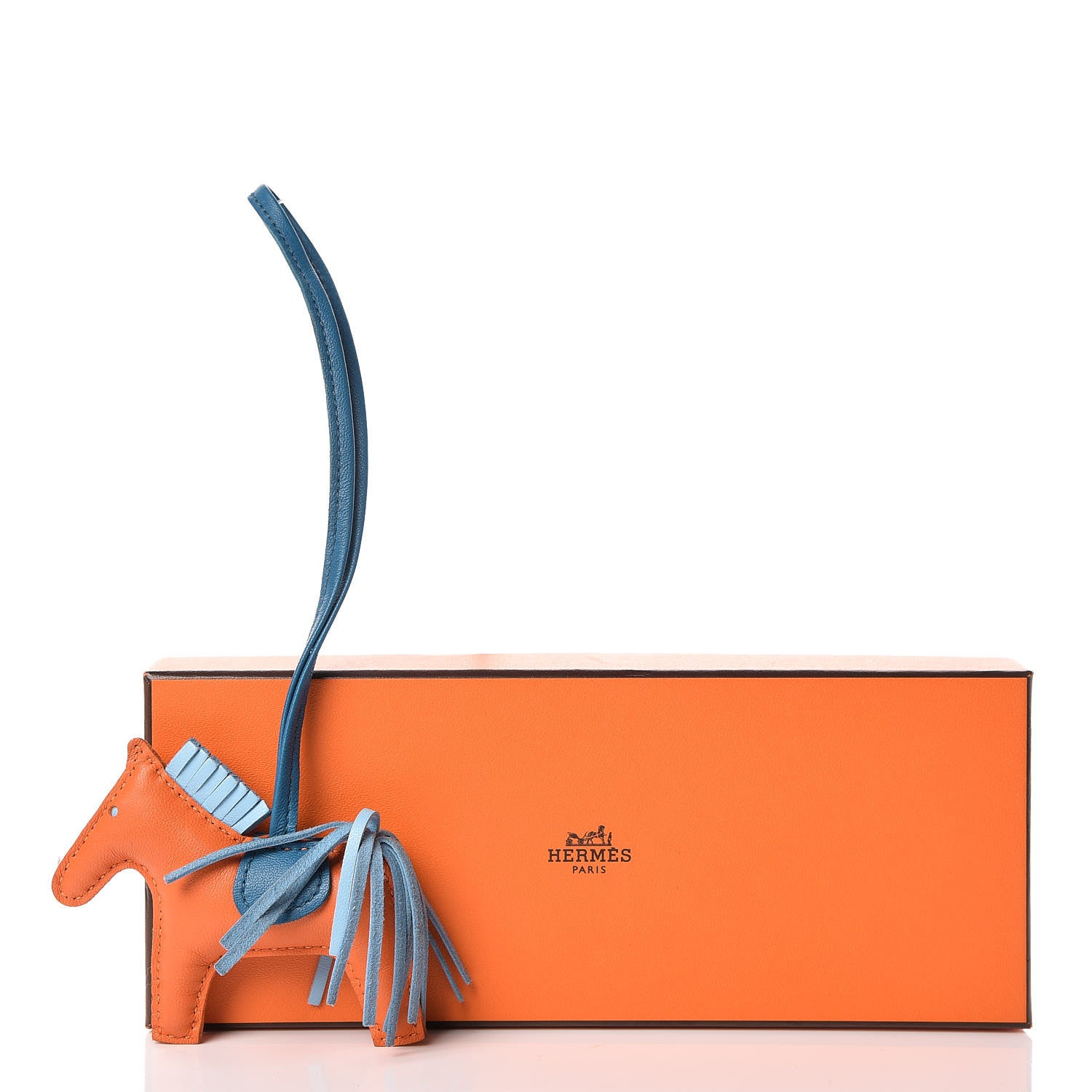 Hermes Milo Lambskin Grigri Rodeo Horse Bag Charm PM Feu Celeste Bleu Izmir 4 of 4