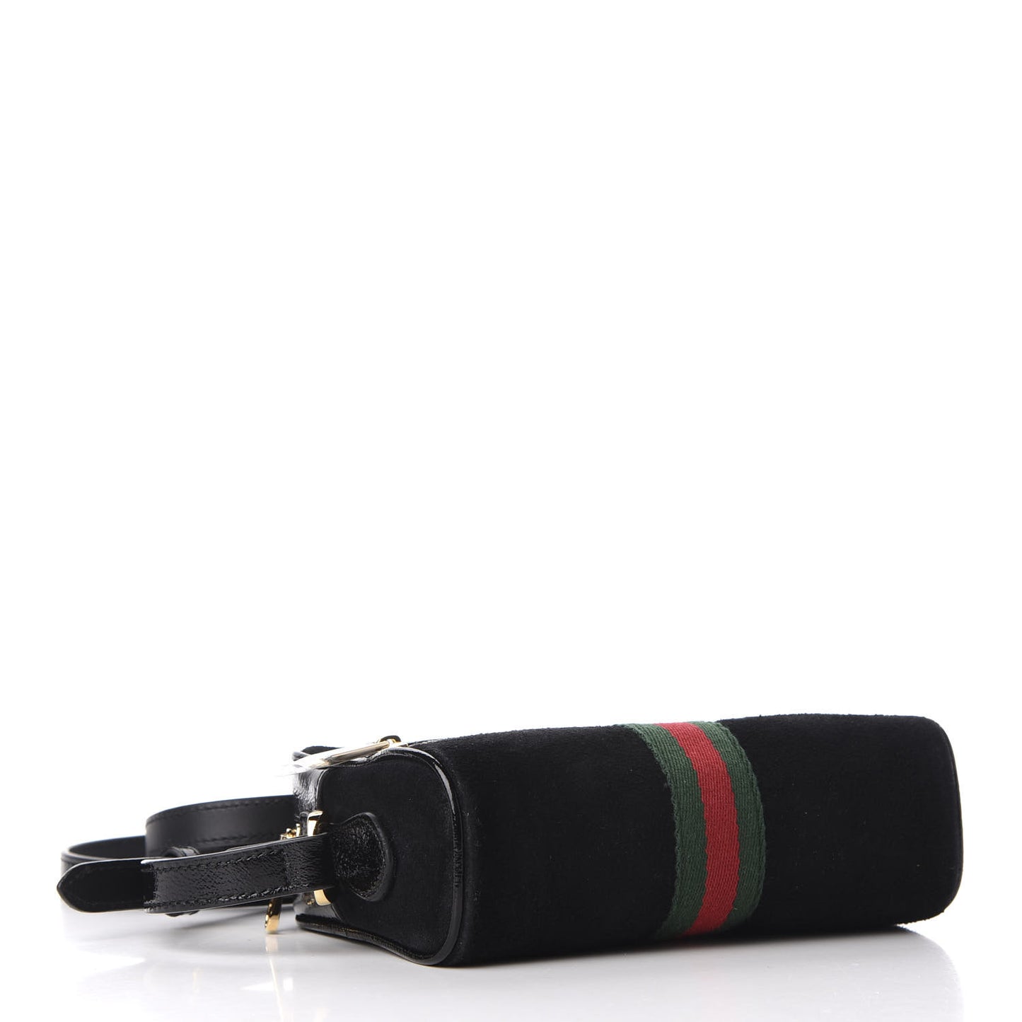 Suede Patent Web Mini Ophidia Shoulder Bag Black