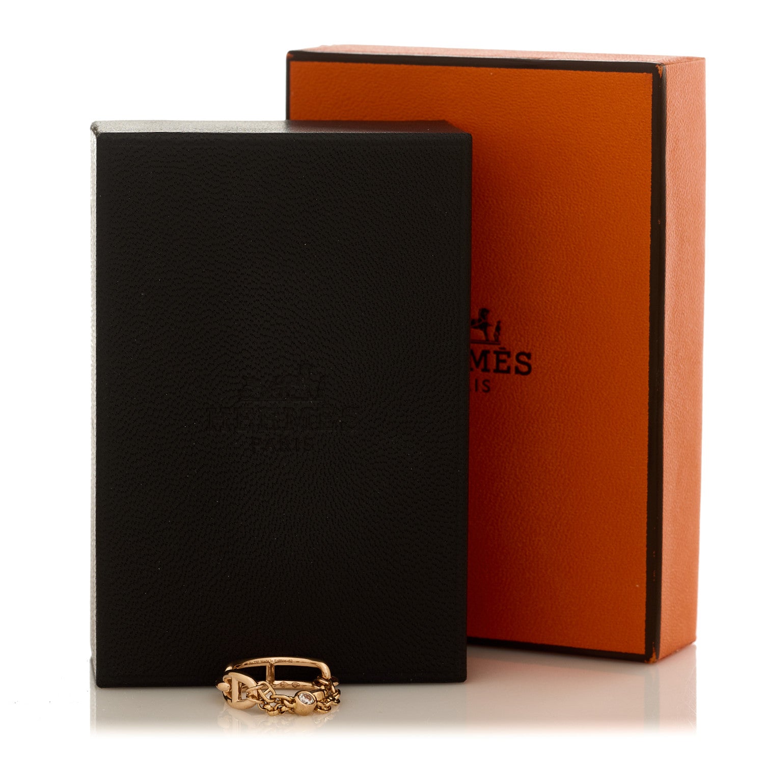 Hermes 18K Rose Gold Diamond PM Chaine d'Ancre Chaos Ring 52 6 6 of 6