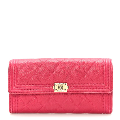 Chanel Caviar Quilted Large Boy Gusset Flap Wallet Fuchsia 1 of 9