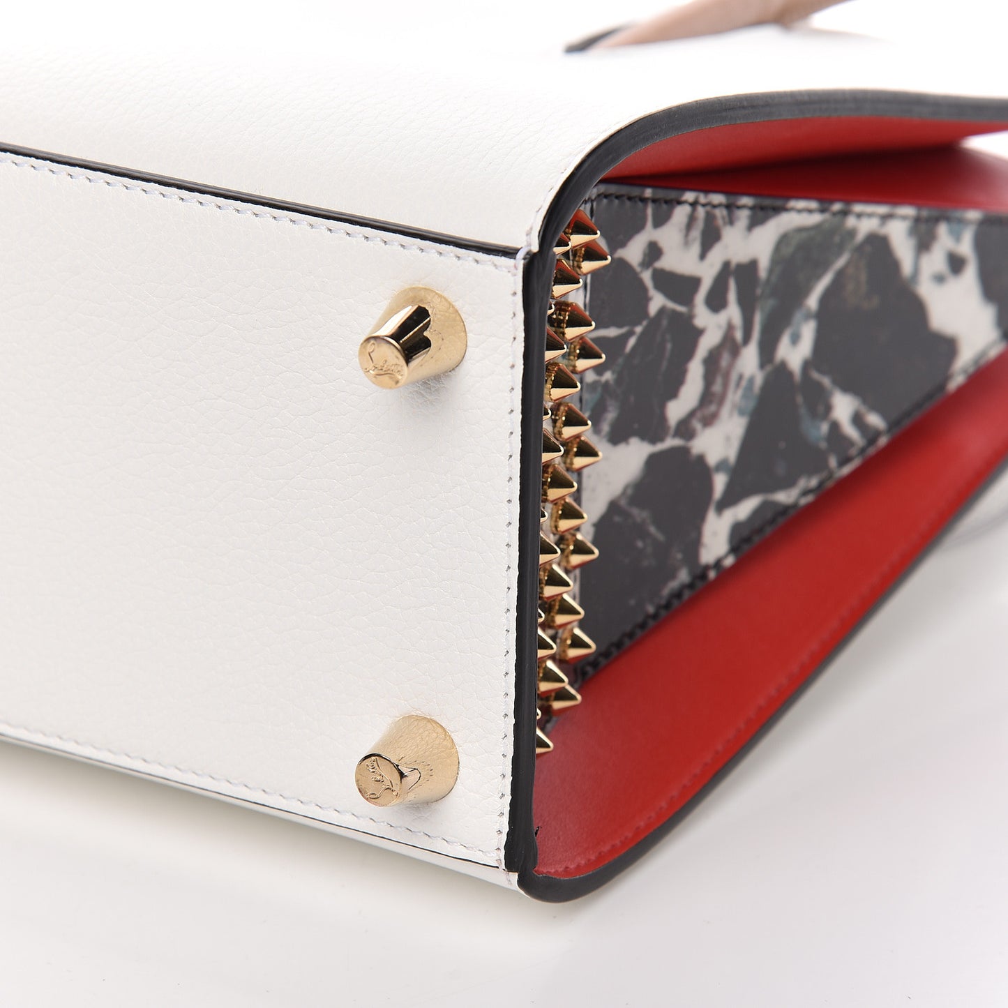 Calfskin Patent Studded Small Paloma White