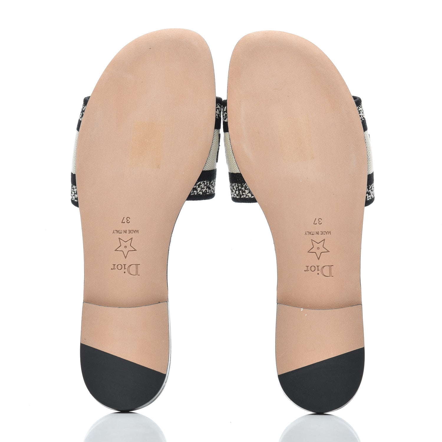 Christian Dior Canvas Around the World Embroidered Dway Flat Slide Sandals 37 Black 5 of 13