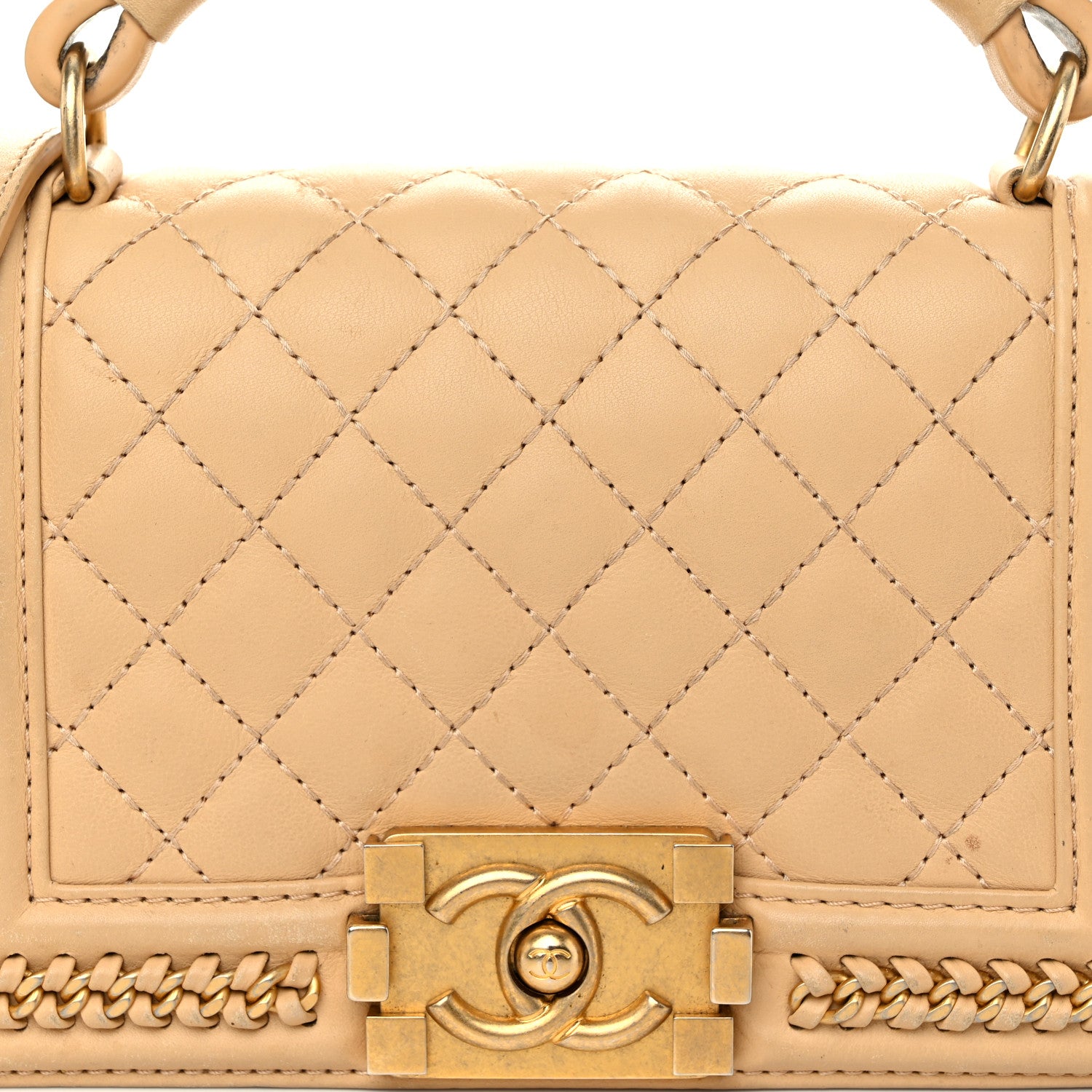 Chanel Calfskin Quilted Small Boy Handle Flap Beige 8 of 15