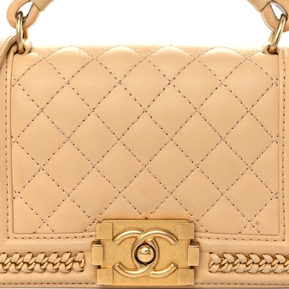 Chanel Calfskin Quilted Small Boy Handle Flap Beige 8 of 15