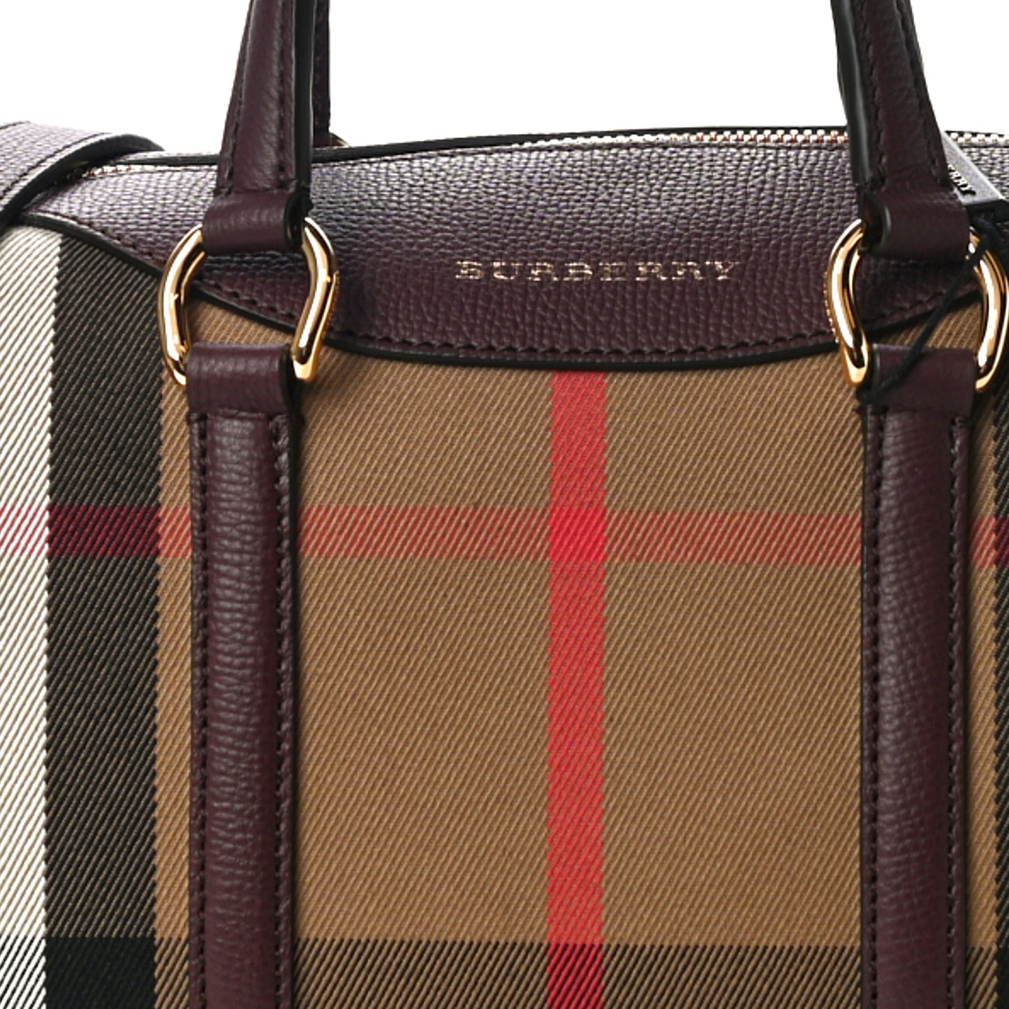 House Check Derby Calfskin Small Alchester Bowling Bag Mahogany Red