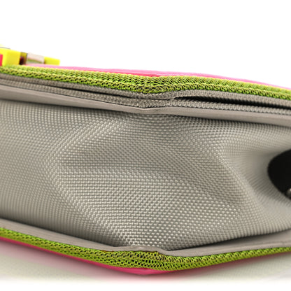 Chanel Canvas Quilted Medium Fluo Boy Flap Dark Grey Fuchsia Green 10 of 18