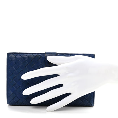 Bottega Veneta Nappa Intrecciato Continental Snap Wallet Cobalt 2 of 12