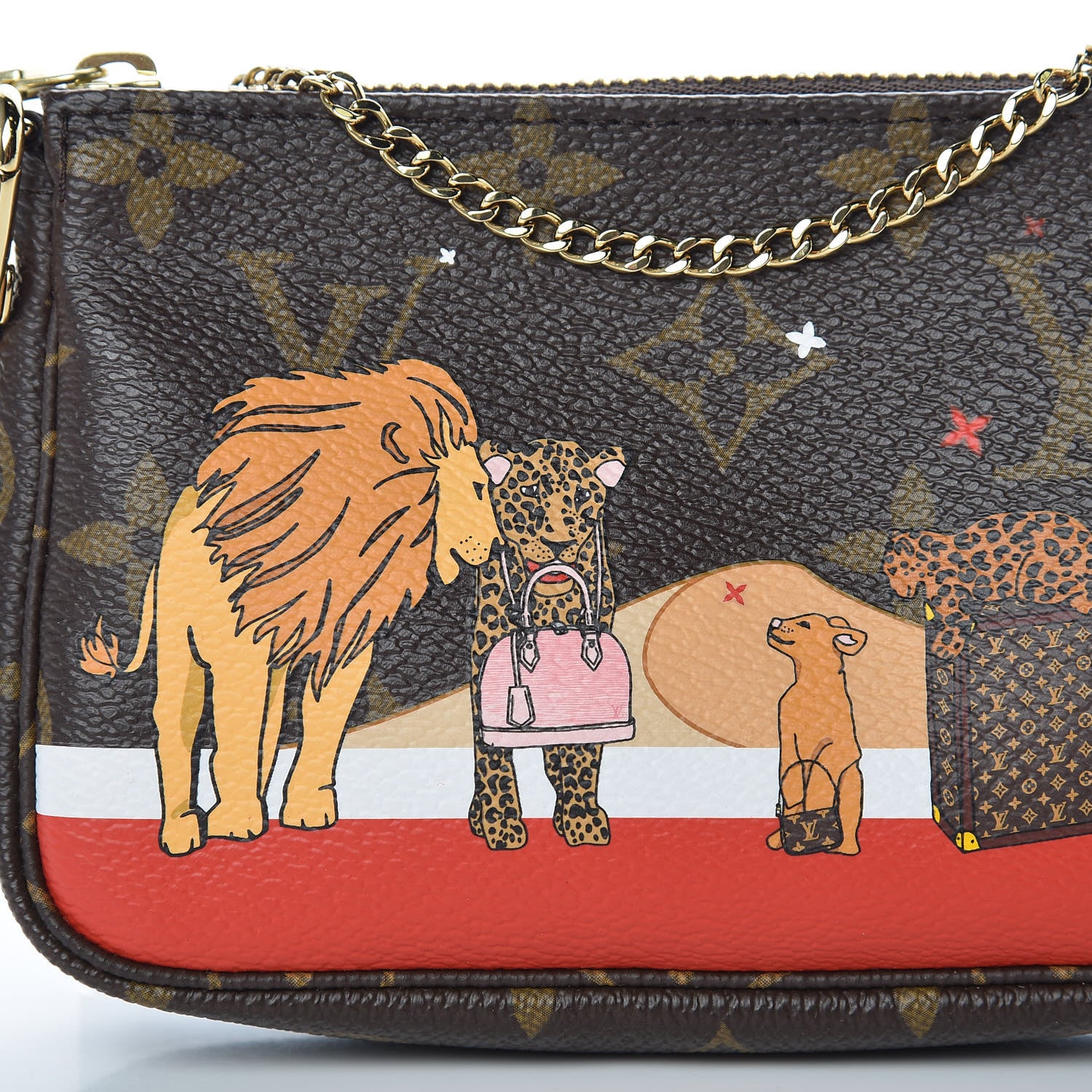 Louis Vuitton Monogram 2018 Christmas Animation Mini Cats Pochette Accessories 10 of 11