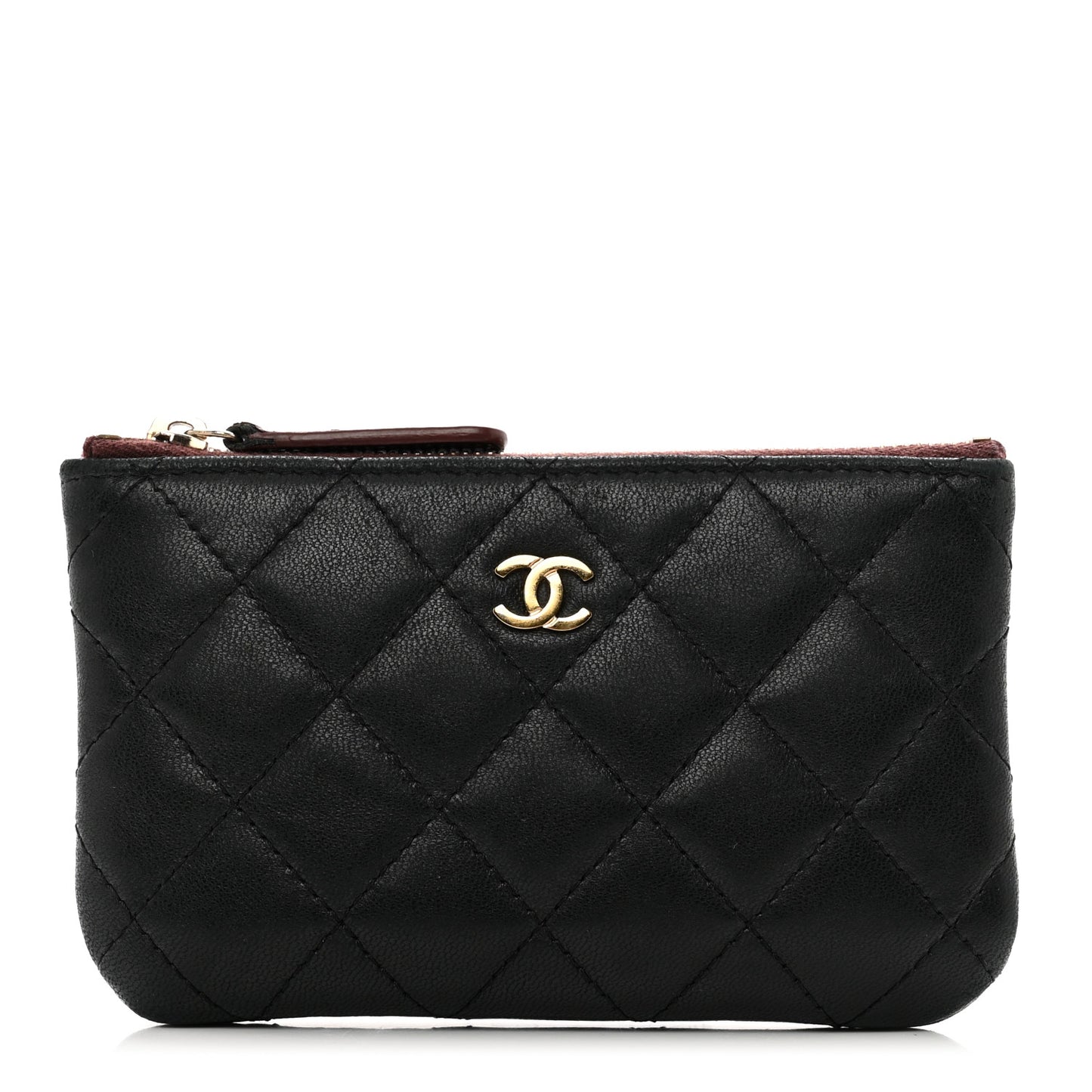 Lambskin Quilted Small Cosmetic Case Black