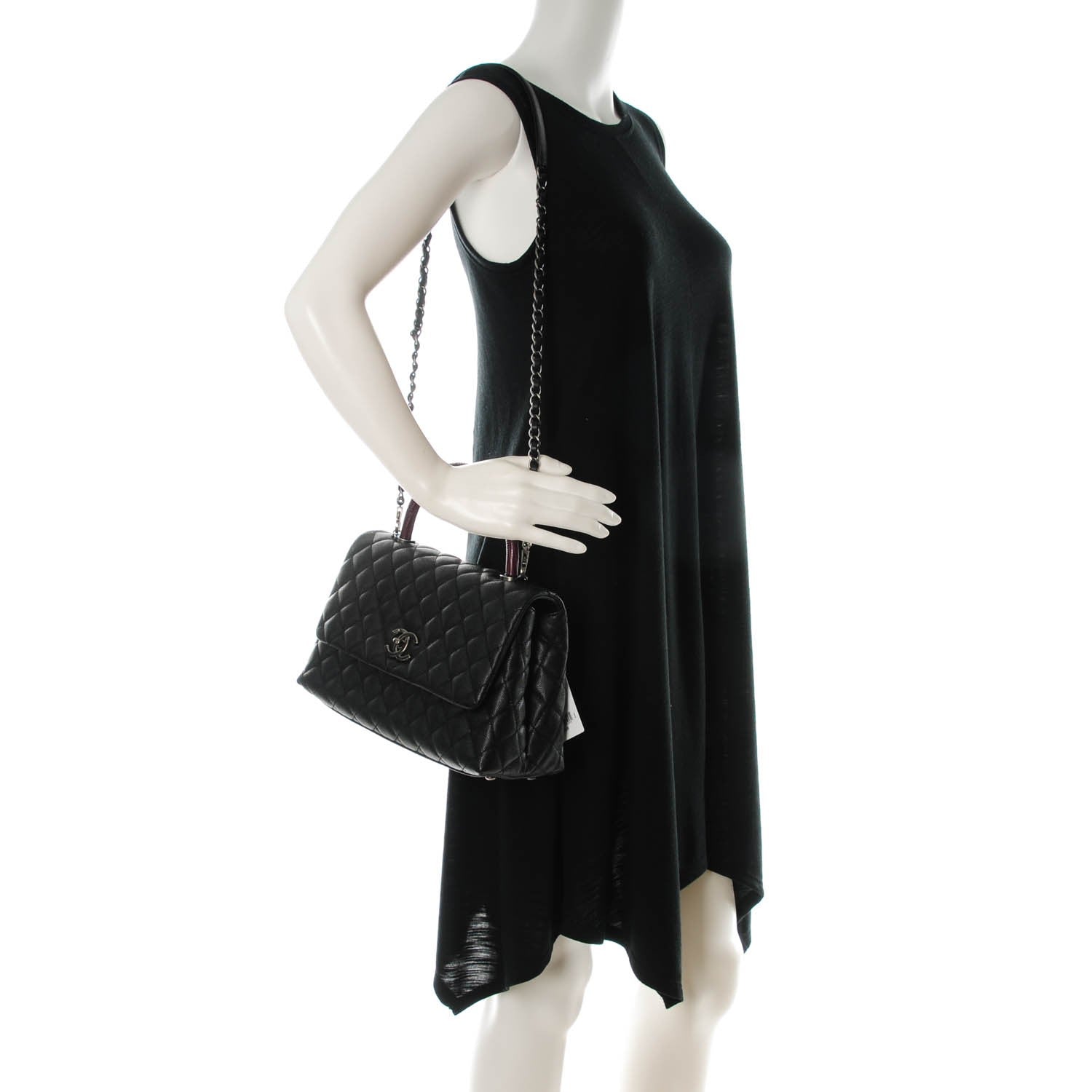 Chanel Caviar Lizard Quilted Small Coco Handle Flap Black 2 of 8