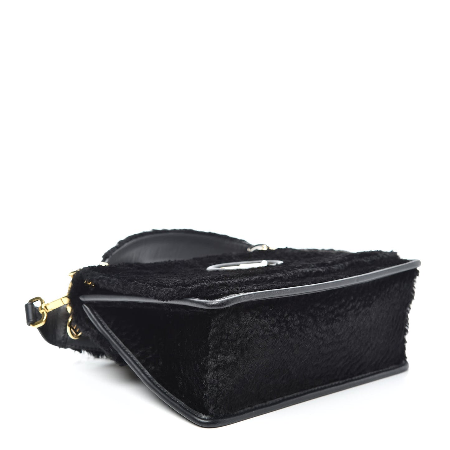 Velluto Astrakan Vitello Dolce F is Fendi Kan I Shoulder Bag Black