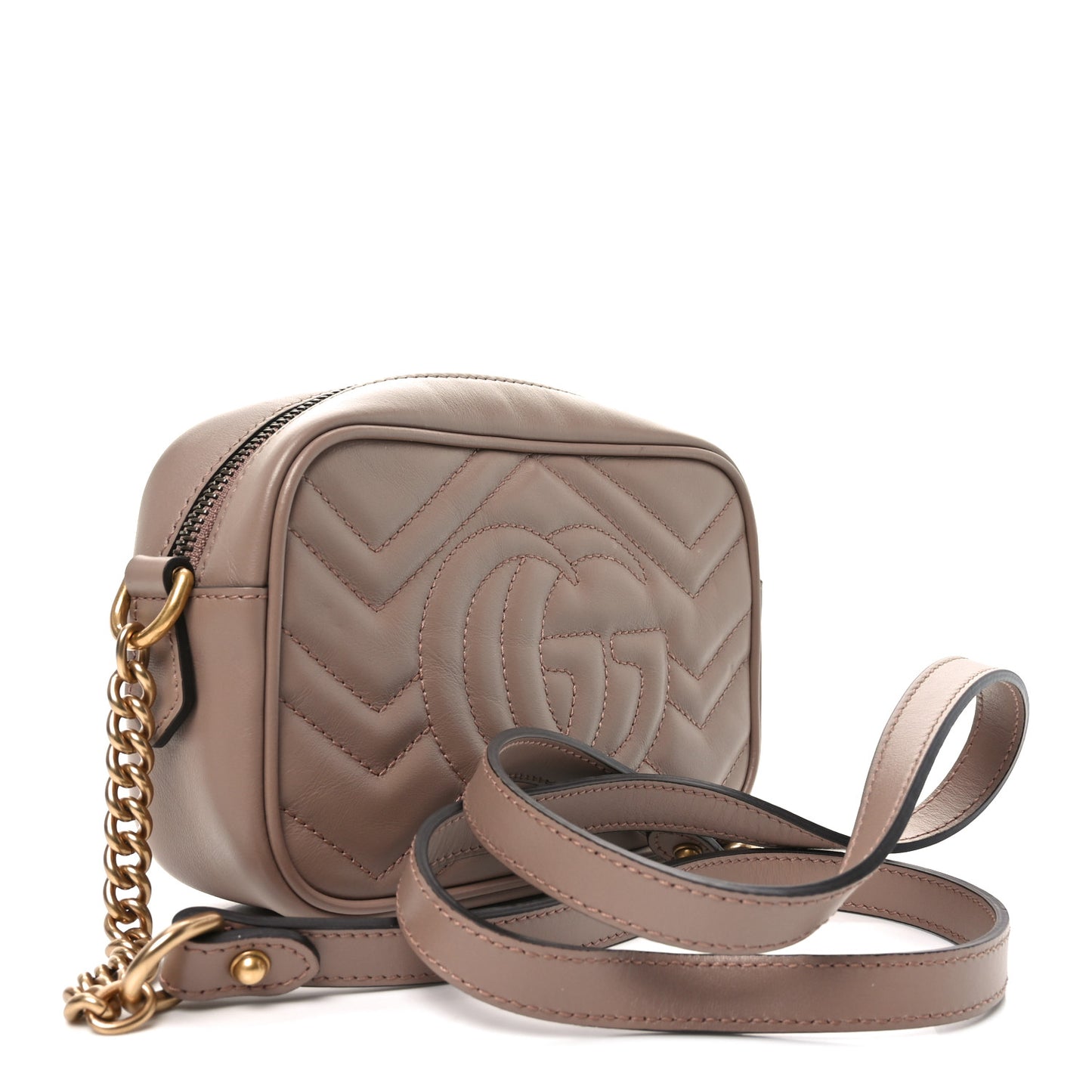 Calfskin Matelasse Mini GG Marmont Chain Shoulder Bag Porcelain Rose