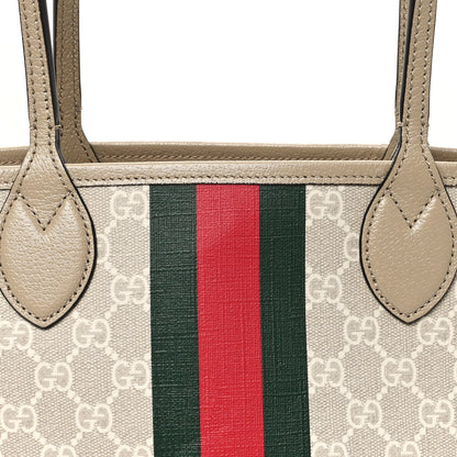 Gucci GG Supreme Monogram Textured Dollar Calfskin Web Small Ophidia Tote Beige Mystic White Oatmeal 8 of 10