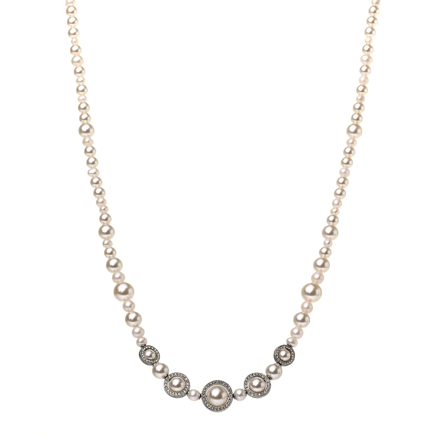 Chanel Pearl CC Tassel Long Necklace Silver 1 of 4