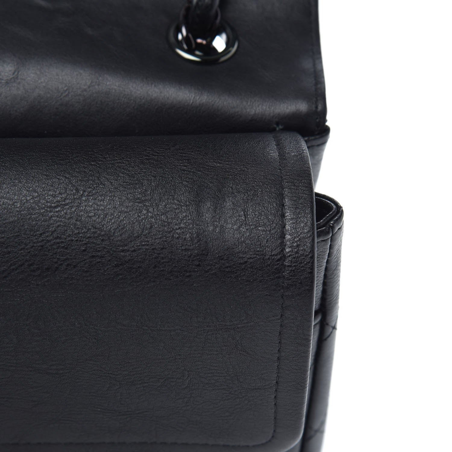 Chanel Crumpled Calfskin Quilted Jumbo Double Flap So Black 10 of 12