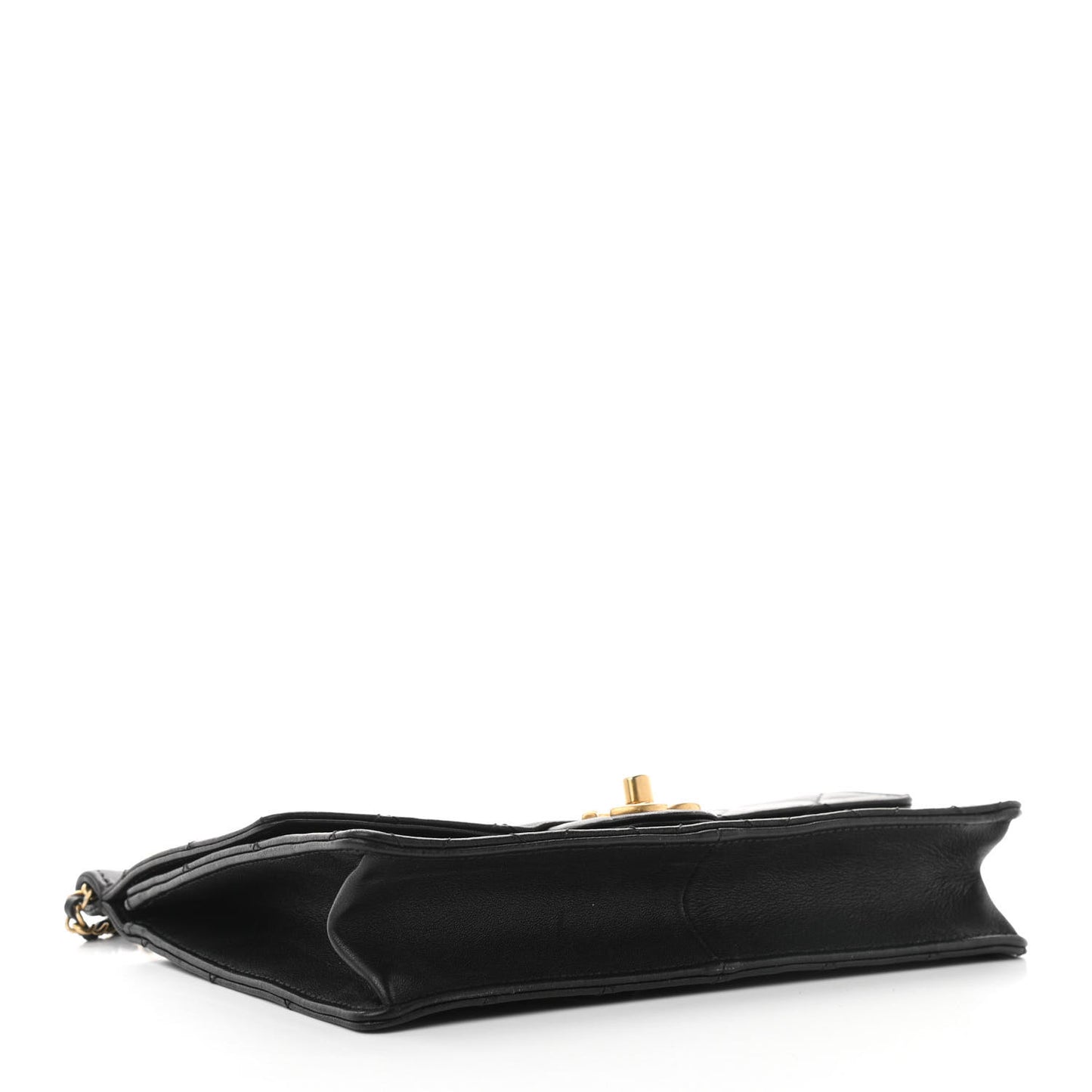 Lambskin Quilted Large Pearl Chain Flap Bag Black