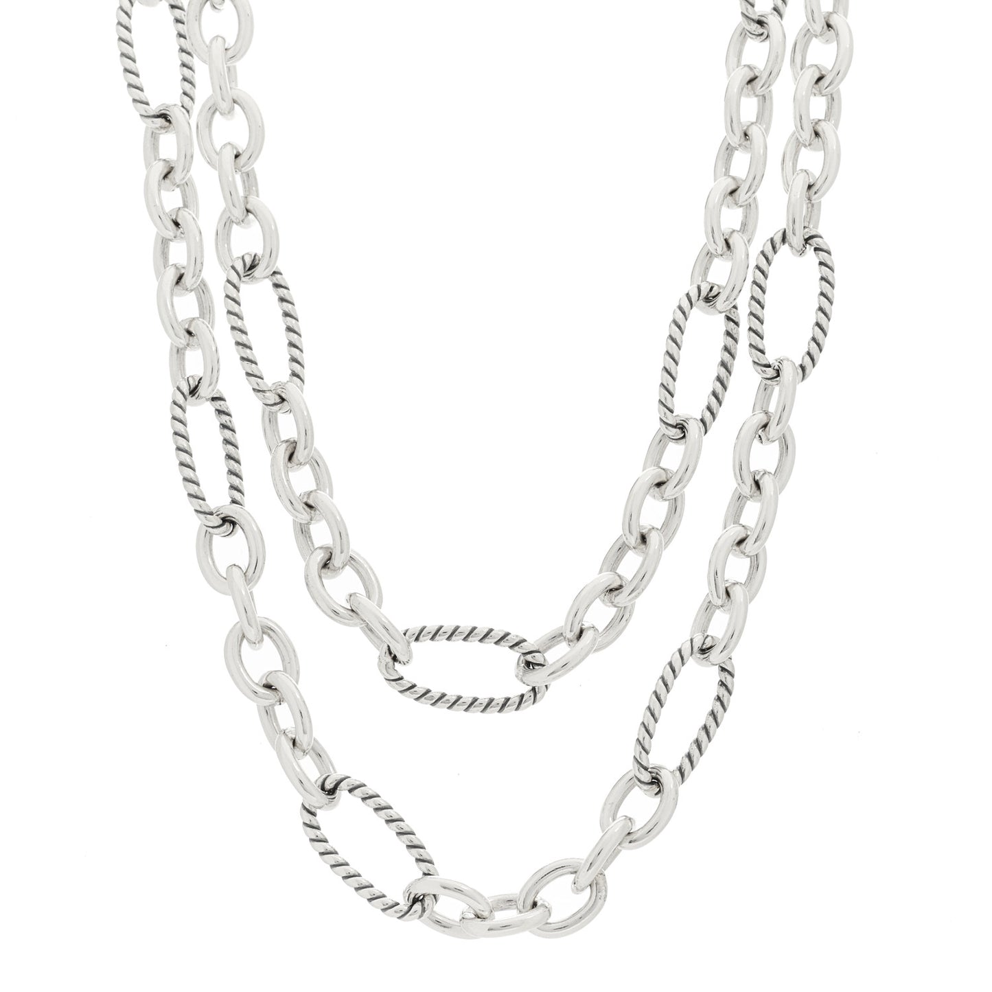 Sterling Silver 18K Yellow Gold Figaro Chain Necklace
