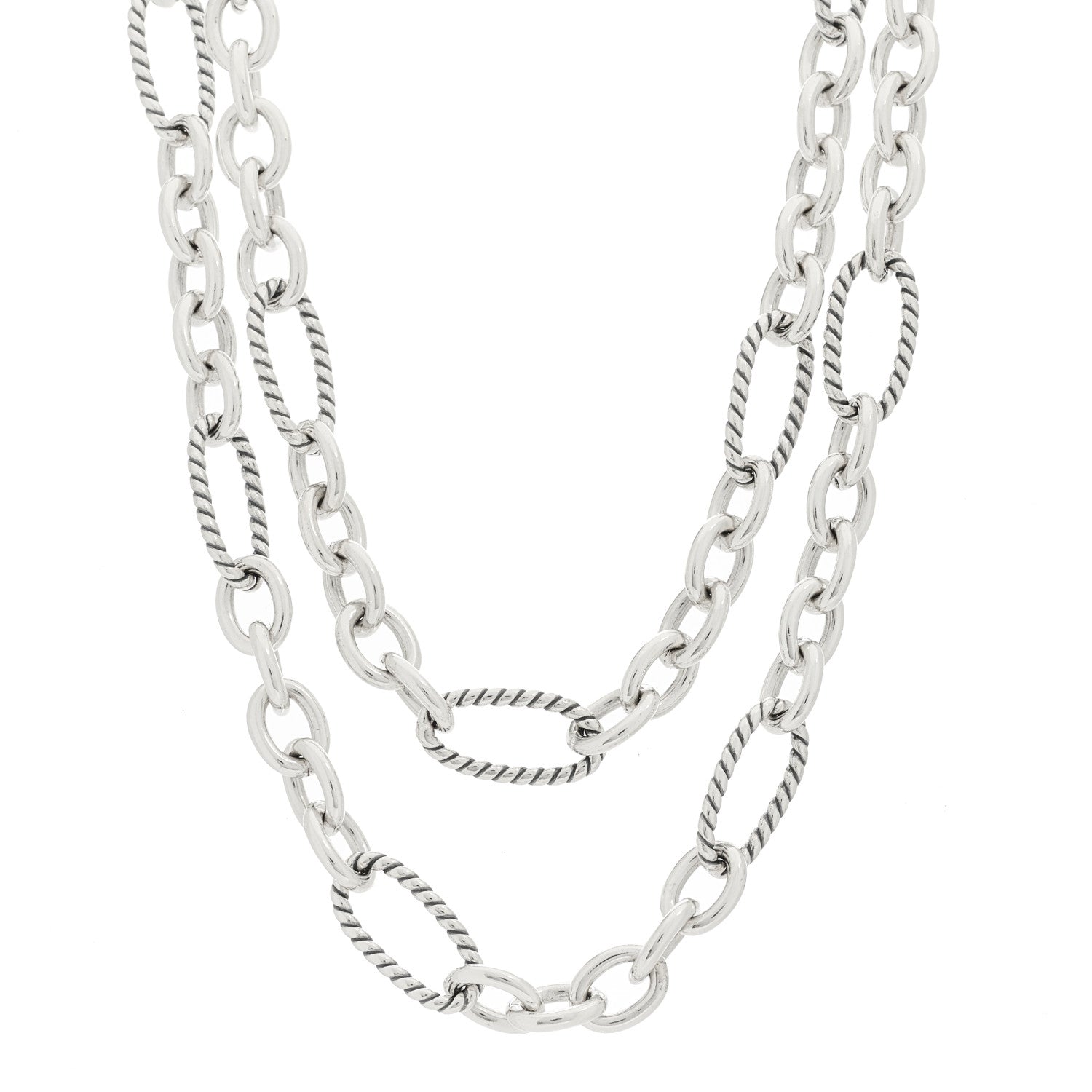 David Yurman Sterling Silver 18K Yellow Gold Figaro Chain Necklace 1 of 5