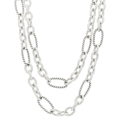 David Yurman Sterling Silver 18K Yellow Gold Figaro Chain Necklace 1 of 5