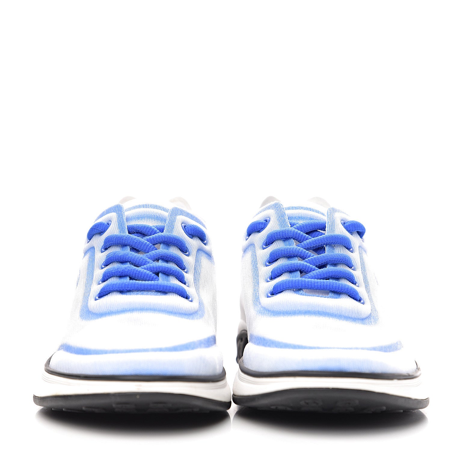 Chanel Calfskin Mesh Lycra Womens Logo Sneakers 36 White Blue 2 of 8