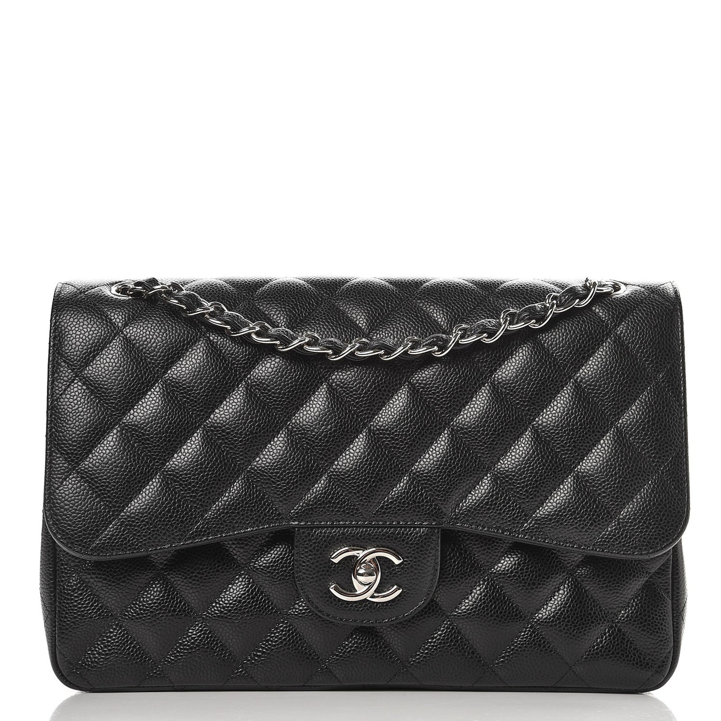 Caviar Quilted Jumbo Double Flap Black