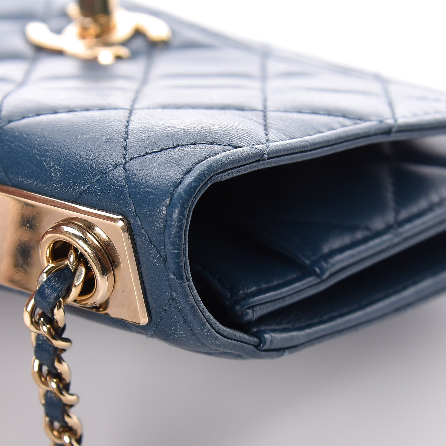 Chanel Lambskin Quilted Trendy CC Wallet On Chain WOC Blue 22 of 27