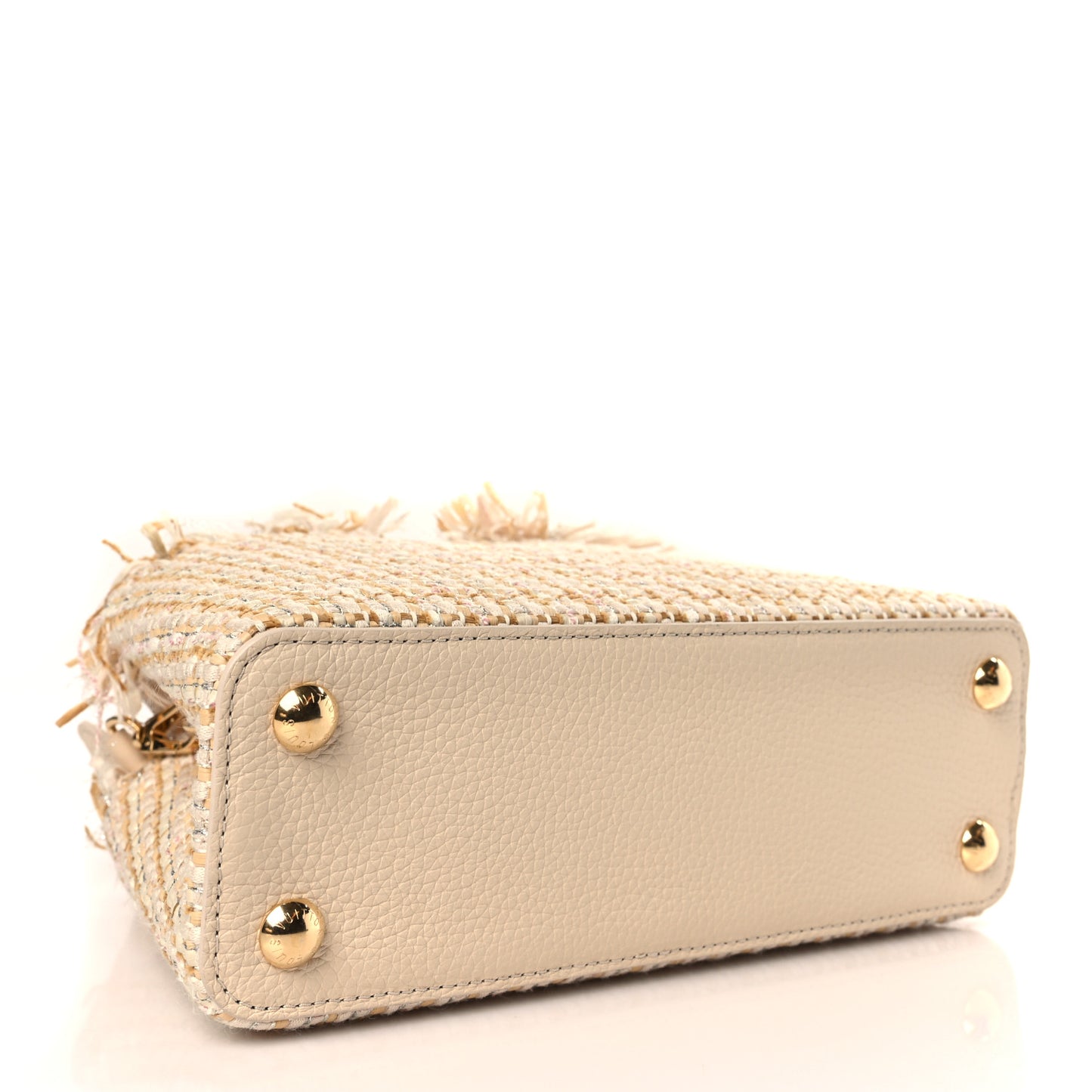 Tweed Taurillon Capucines BB Beige