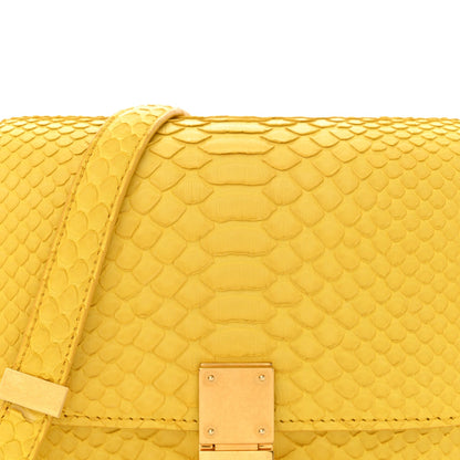 Celine Snakeskin Small Classic Box Flap Bag Yellow 7 of 10